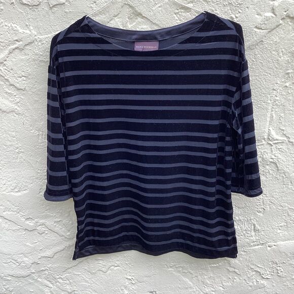 Dana Bachman sheer and velvet stripped top sz M - Picture 1 of 6